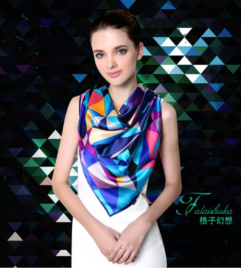 Высококачественный брендовый шарф из 100% натурального шелка мягкий в клетку