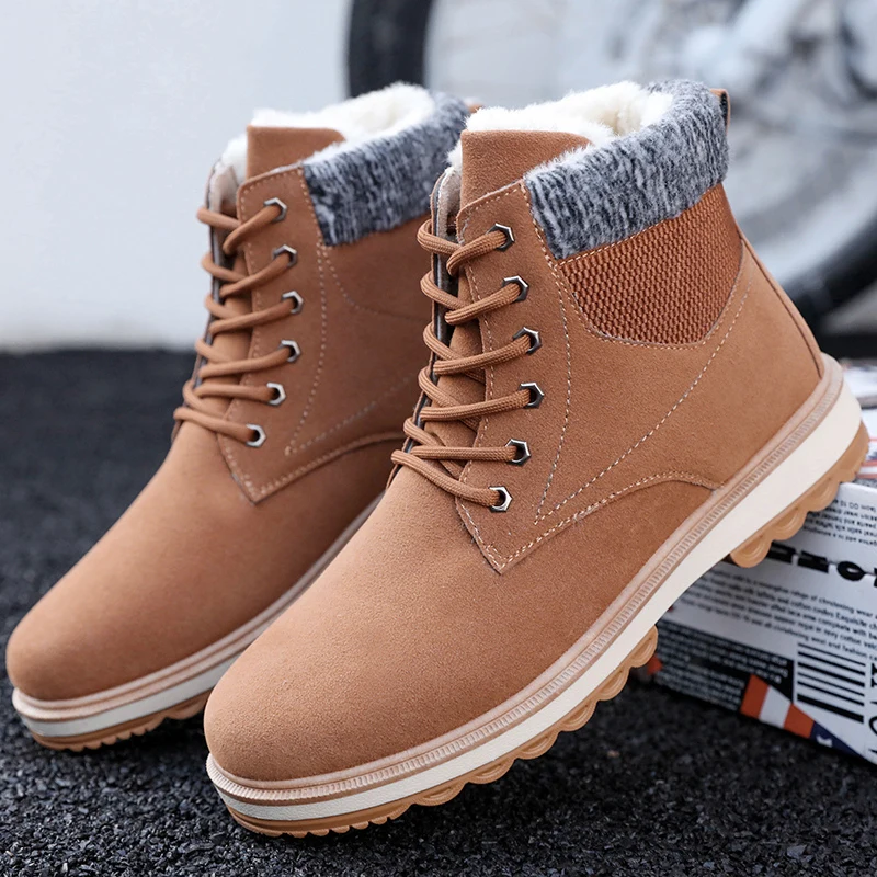 2019 г. Мужские ботинки высокие теплые повседневные на шнуровке мужские бархатные