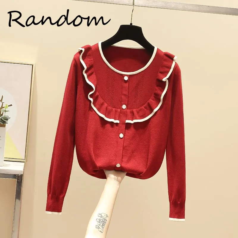 

Модный женский кардиган, свитер, Зимний вязаный Повседневный однобортный женский свитер с длинным рукавом, украшенный жемчугом, в Корейско...