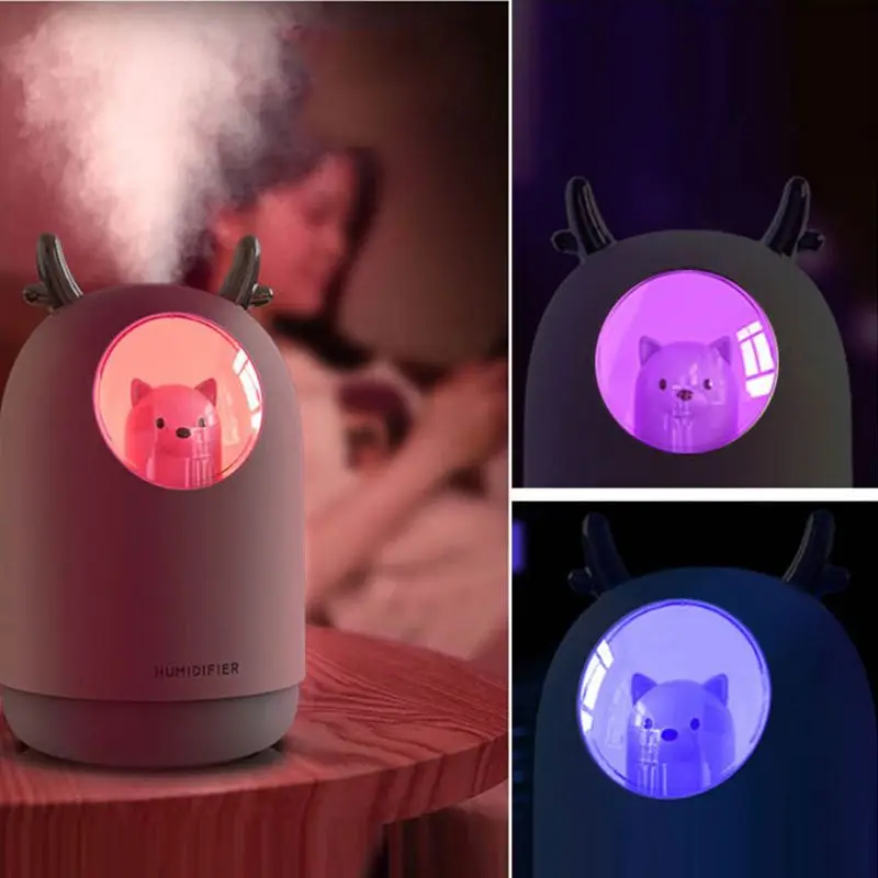 

2Colors 300ml Bear LED Ultrasonic USB Air Humidifier Aroma Essential Table Oil Diffuser