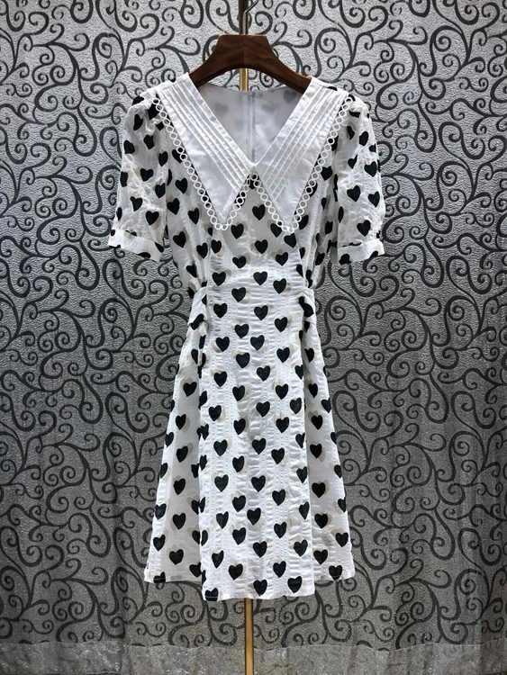 

2021 new women fashion short-sleeved striped lapel V-neck printed dress 420