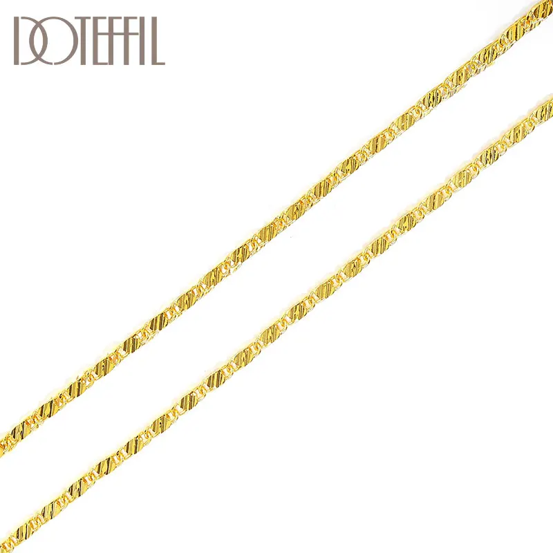 

DOTEFFIL 925 Sterling Silver 16/18/20/22/24/26/28/30 Inch 18K Gold Basic Chain Necklace For Women Man Fashion Wedding Jewelry