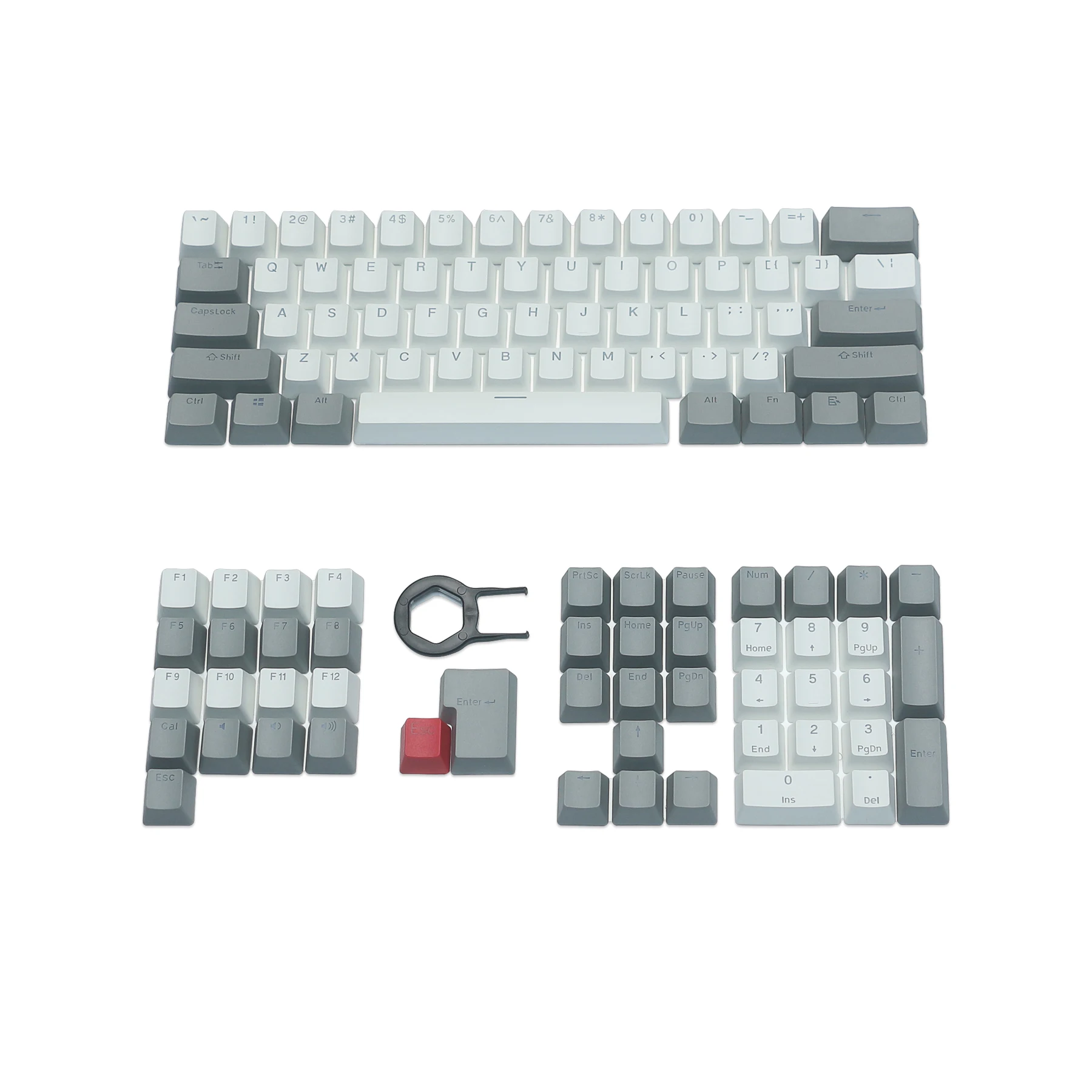 

PBT Keycaps Backlit Gray White Cherry MX Keycap Set Doubleshot OEM Profile for ANSI 61 87 104 108 MX Switch Mechanical Keyboard