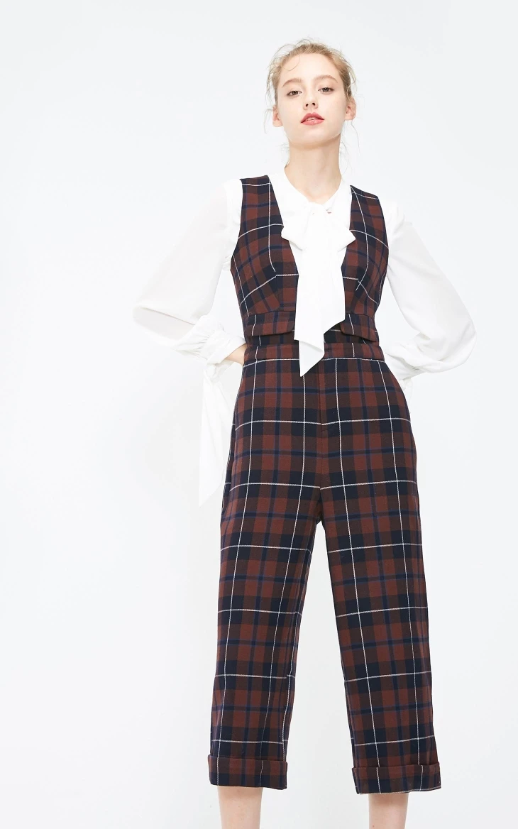 Vero Moda новое поступление OL Стиль Женский клетчатый комбинезон капри на пуговицах | 31849X504