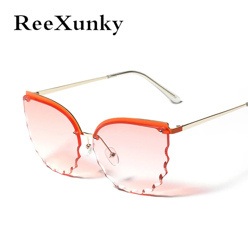 

Trending 2021 Rimless Cat Eye Sunglasses Women Sexy Pink Ladies Outdoor Shades Oversized Gradient Lenses Sunglass Womans UV400