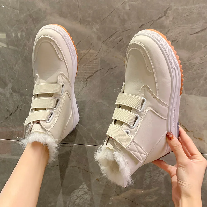 

Winter Women Boots Woman Lady Genuine Leather Warm Flat Platform Fur Waterproof Snow Sneakers Plush Fashion Casual Boots
