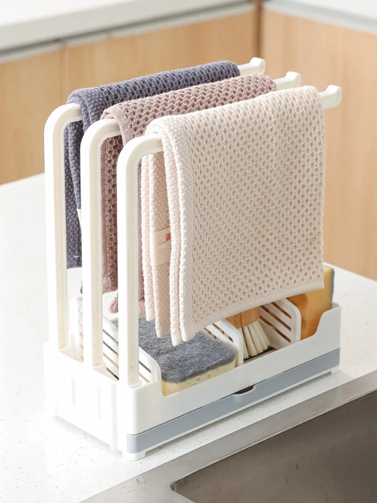 

Drain Rack Sponge Storage Rack Kitchen Supplies Rag Rack Tray Free Vertical Wall Hanging Rag Hanging Rack Storage Rack Holder