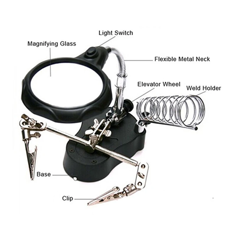 Увеличительное стекло для сварки с 2 зажимами типа крокодил|desktop magnifier|magnifier with