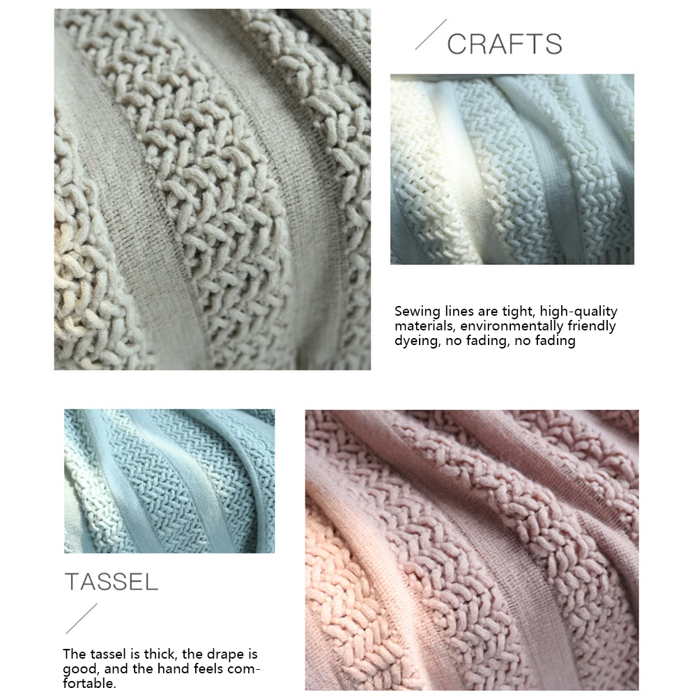 Нитяное одеяло полотенце мягкое теплое покрывало кондиционер с кисточкой для
