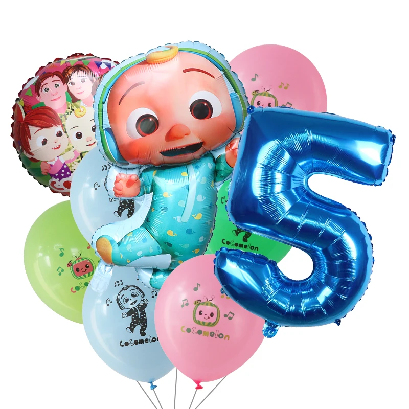 

8pcs Cocomelon Balloon 30i'' pink Blue Number 1 2 3 4 5 6 7 8 9Balloon Baby Happy Birthday Party Decor TV Show photo booth props