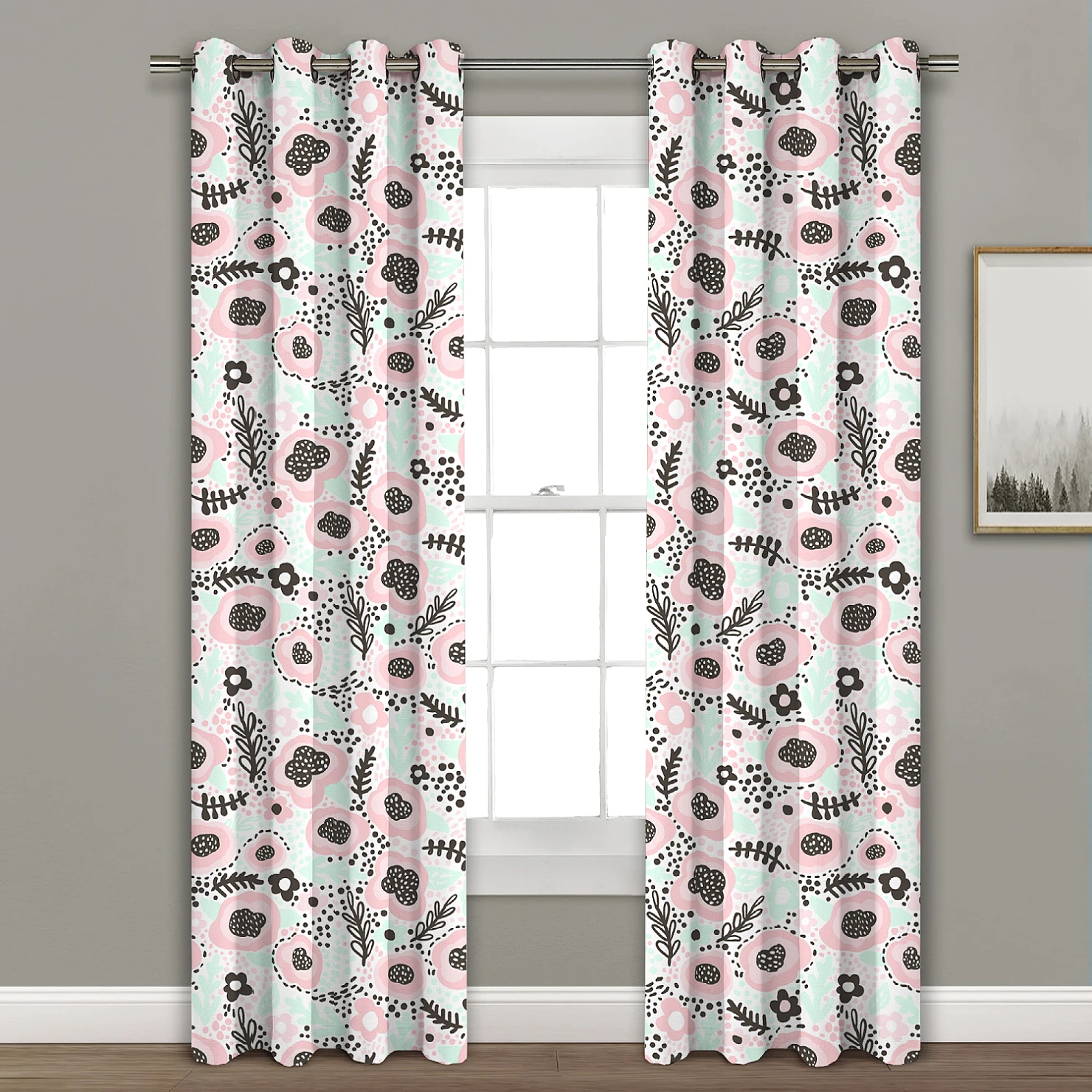 

Dandelion Pattern Grommet Curtains Thermal Insulated Room Darkening Window Panel for Children Bedroom Living Room