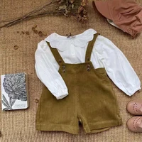 in stock 2021 new baby girl winter clothes shirts kids winter shirts suspender shorts suits toddler girl wholesale clothing