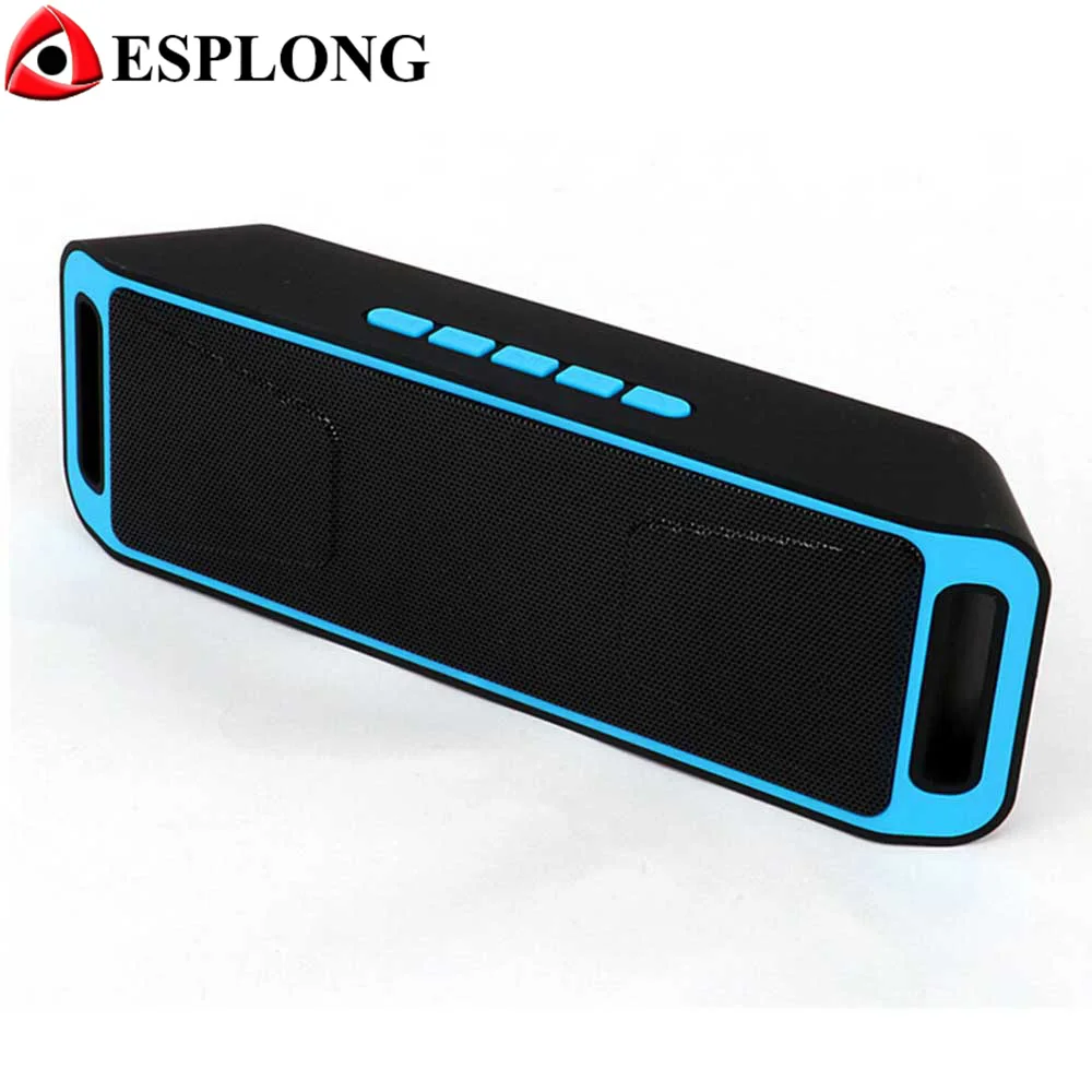 Портативная беспроводная Bluetooth колонка SC208 с радио FM, стерео сабвуфером, встроенным микрофоном, двумя динамиками, поддержкой TF-карт, USB и AUX.