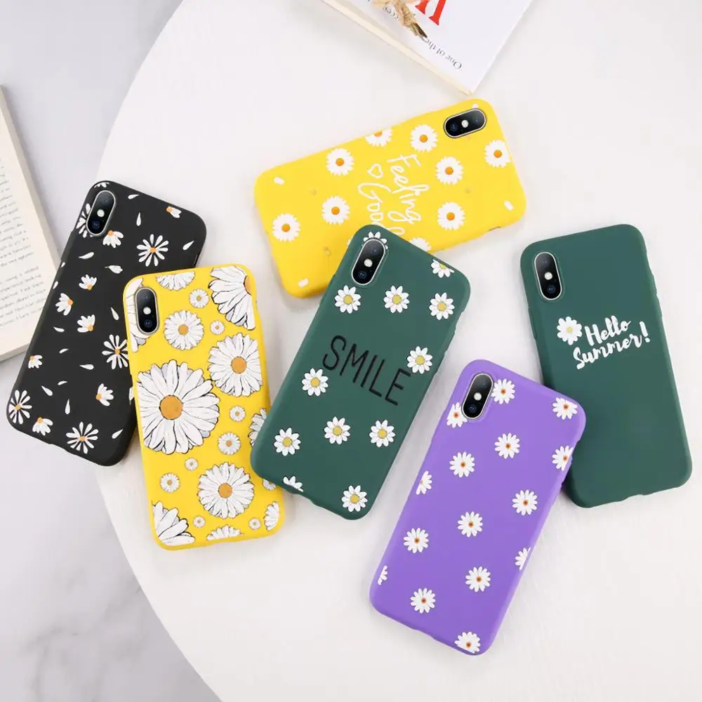 Moskado Daisy Flower Phone Case For iPhone 11Pro Max X XR XS MAX Floral Soft TPU Silicone 6S 7 8 Plus Back Cover | Мобильные