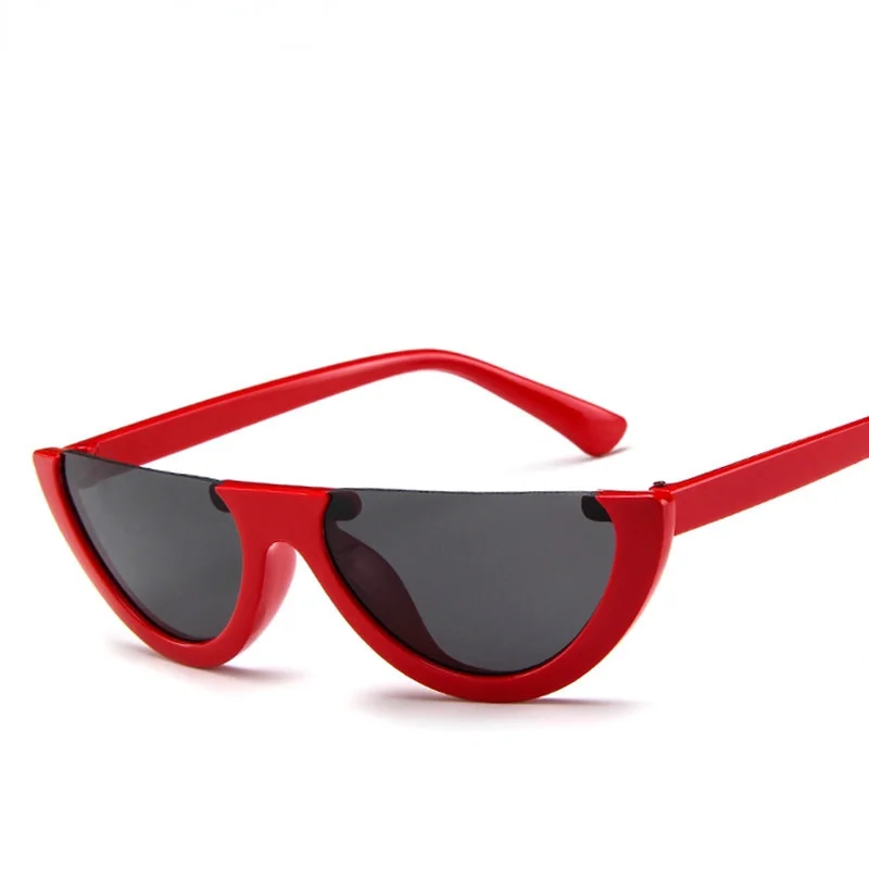 

Новинка 2021, Винтажные Солнцезащитные очки в полуоправе для женщин, кошачий глаз, маленькие, черные, белые, красные, цветные, блестящие, UV400