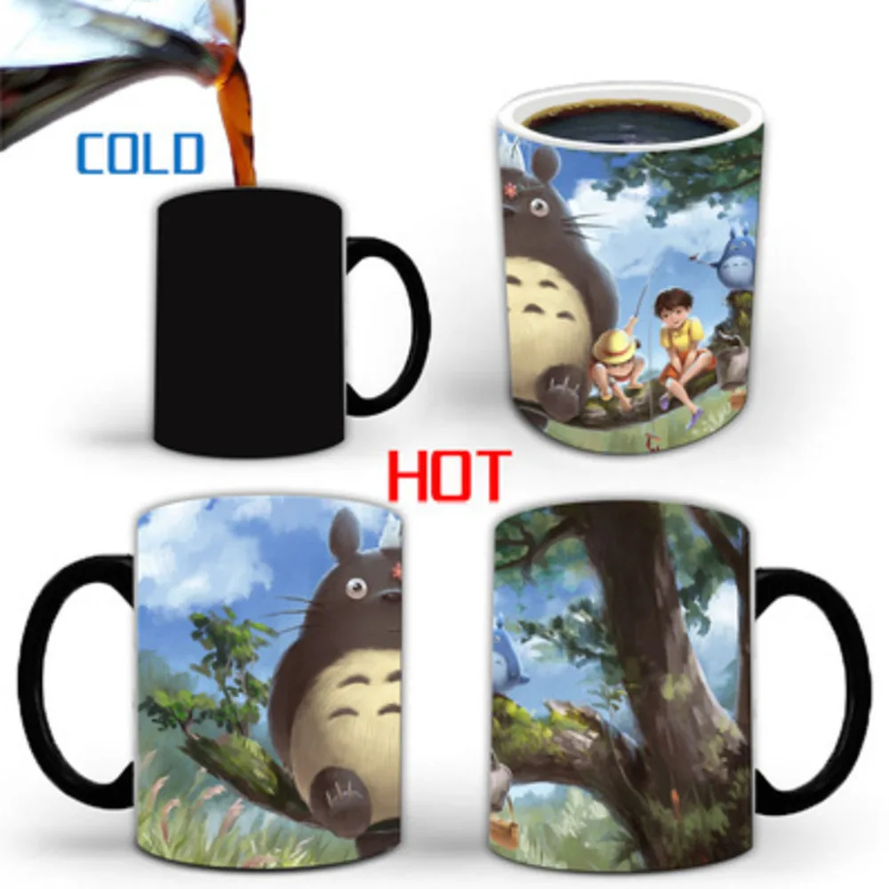 Tazas con tem&aacute;tica de Totoro, para la temperatura con decoloraci&oacute;n vaso de cer&aacute;mica, zumo de fruta, leche, caf&eacute;, regalo de cumplea&ntilde;os y Navidad, novedad-3
