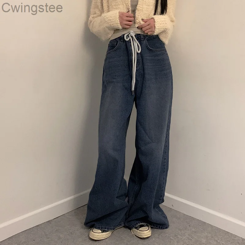 

Gothic Oversize Lace Up Baggy Jeans Retro Grunge High Waisted Punk Denim Pants Streetwear Casual Straight Trousers