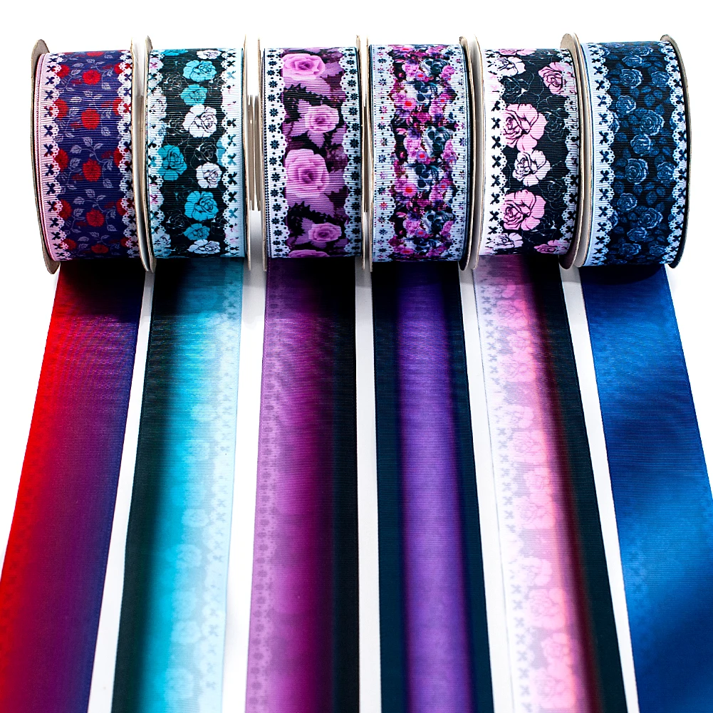 

Корсажная/атласная лента с двойным принтом в готическом ретро-стиле, 10 ярдов, для самостоятельного изготовления банта для волос