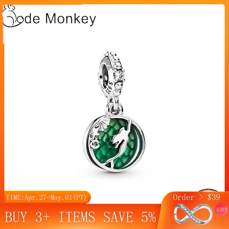 CodeMonkey горячая Распродажа 100% настоящие 925 пробы серебряные бусины русалки амулеты