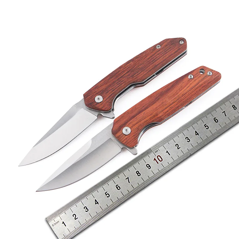 

Hysenss Outdoor Survival Camping Hiking Hunting Fishing Tactical Folding Knife D2 Steel Blade Wood Handle Peeling Edc Tool