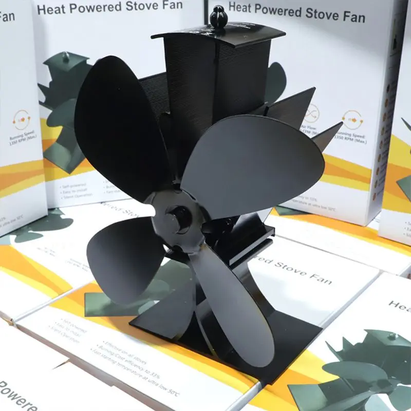 

4 Blade Stove Fan Heat High Temperature Resistance Powered for Wood Log Burners