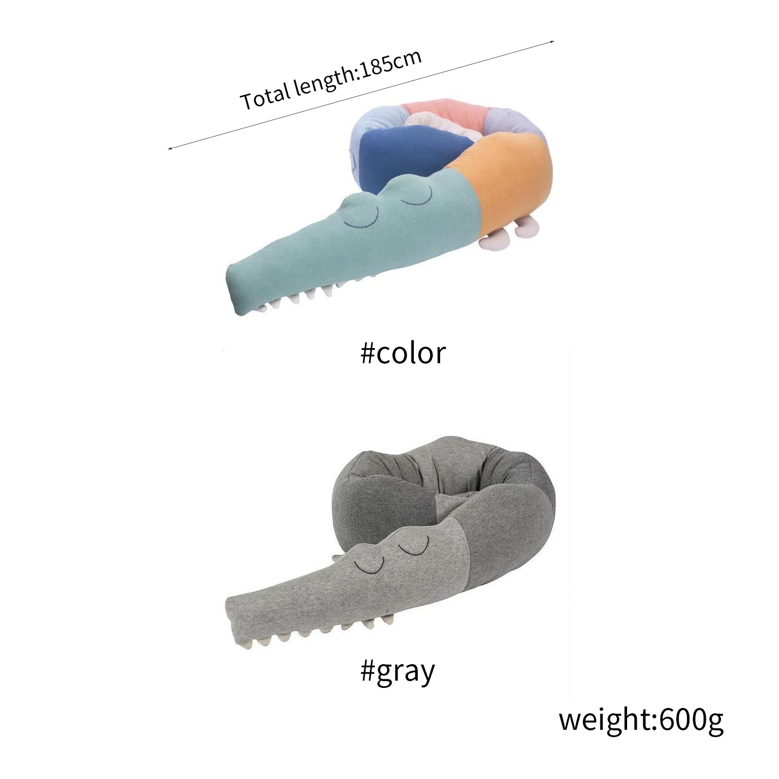 

185cm Baby Crocodile Pillow Washable Crib Bumper Anti-collision Newborn Bedding Accessories Baby Comfort Toys Room Decoration