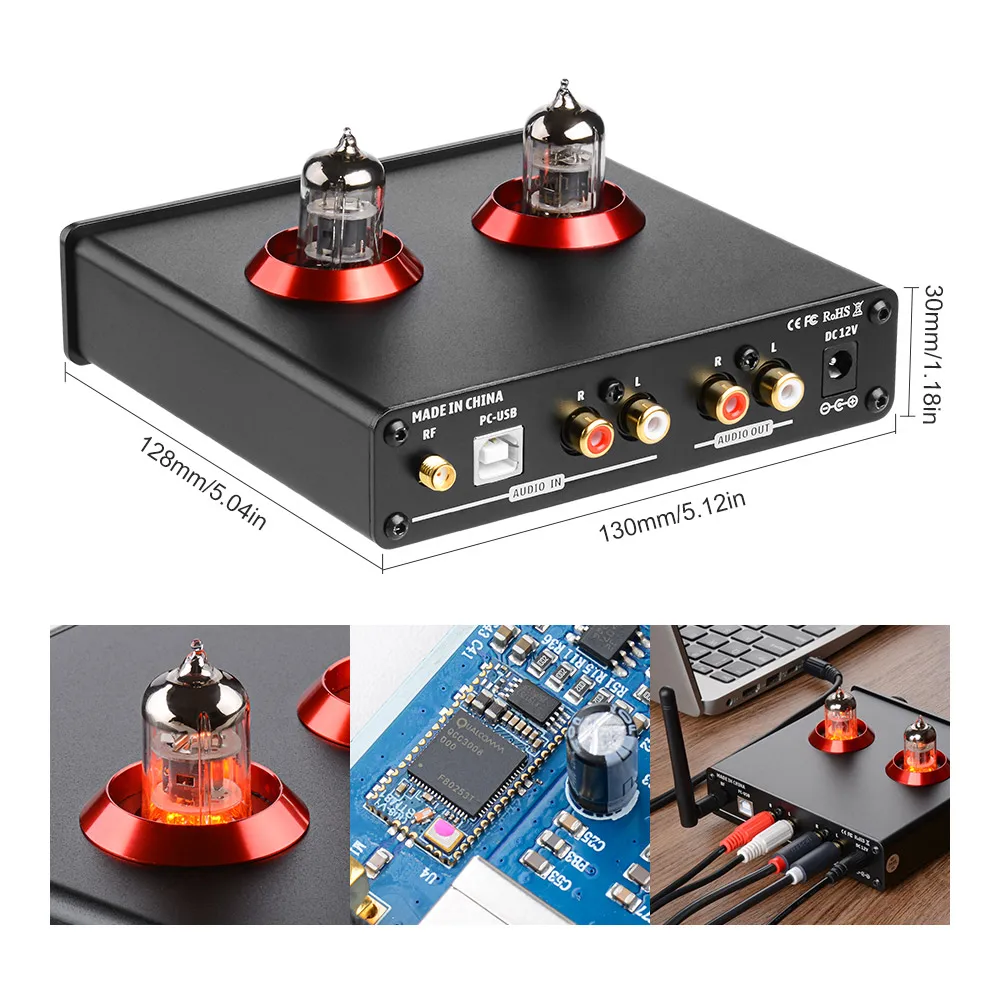 AIYIMA HiFi T6 PRO ламповый предусилитель усилитель для наушников DAC JAN5725 Bluetooth QCC3008 USB 24