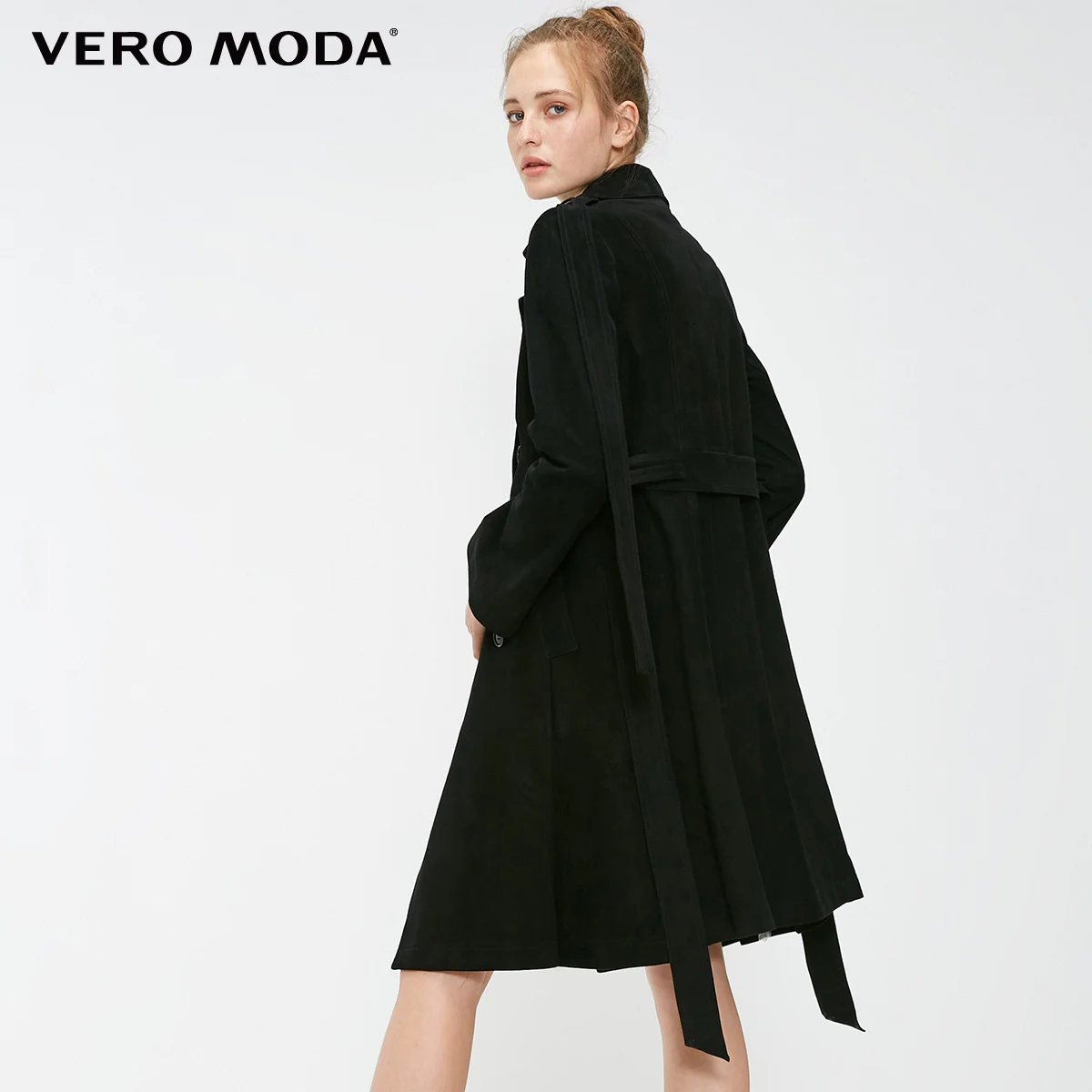 Black lea. Vero Moda Новая женская кожаная куртка на пуговицах, на шнуровке, из овчины, с лацканами | 318310545 - Цвет: Black lea.