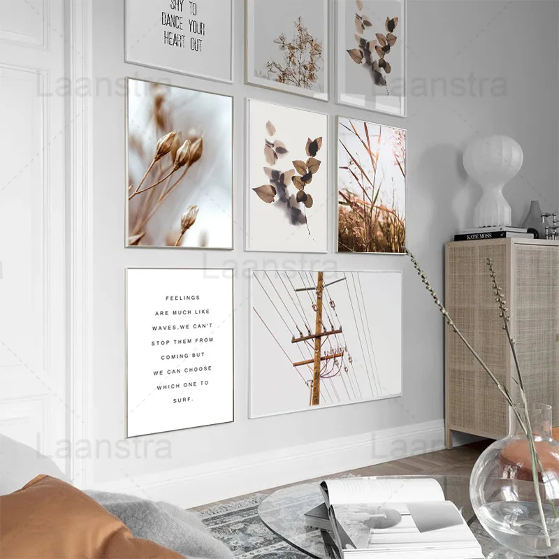 

Autumn and Winter Plants Home Decoration Painting Sunshine Telephone Pole Photography Picture Living Room Canvas Painting Poster