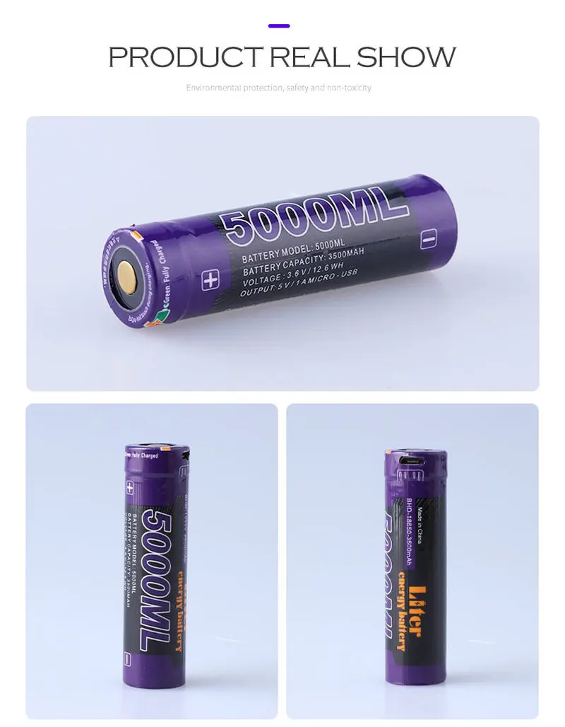 10PCS 5000ML USB 18650 3500mAh 3.7V Li-ion battery Rechargebale + wire | Электроника