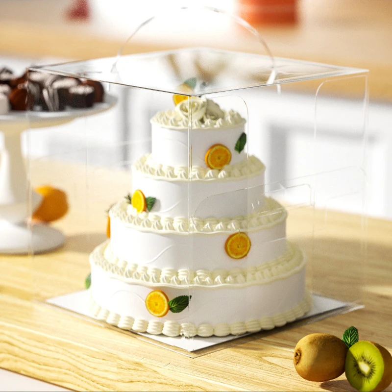 

Коробка для торта, прозрачная упаковочная коробка с ручками для пирожных, печенья, Пирогов, упаковочная коробка, коробка для торта на свадьб...