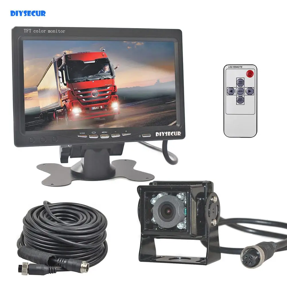 

DIYSECUR DC 12V-24V 7" TFT LCD Backup Car Monitor + 4pin IR Night Vision CCD Rear View Reverse Camera for Bus Houseboat Truck