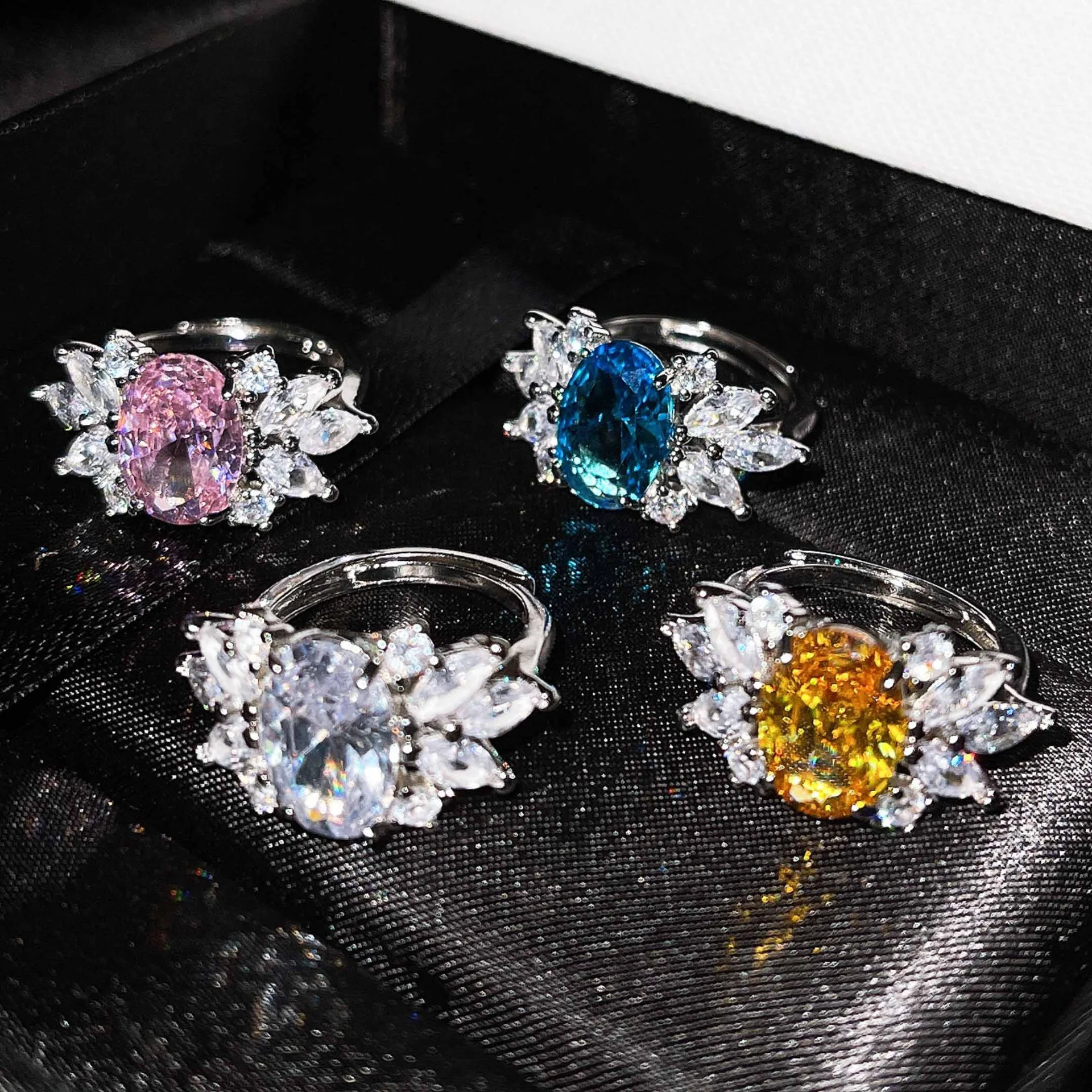 

925 Sterling Silver New Women's Finger Rings Luxury Oval AAA Zircon Geometric Fine Jewelry For Wedding Engagement Statement Gift