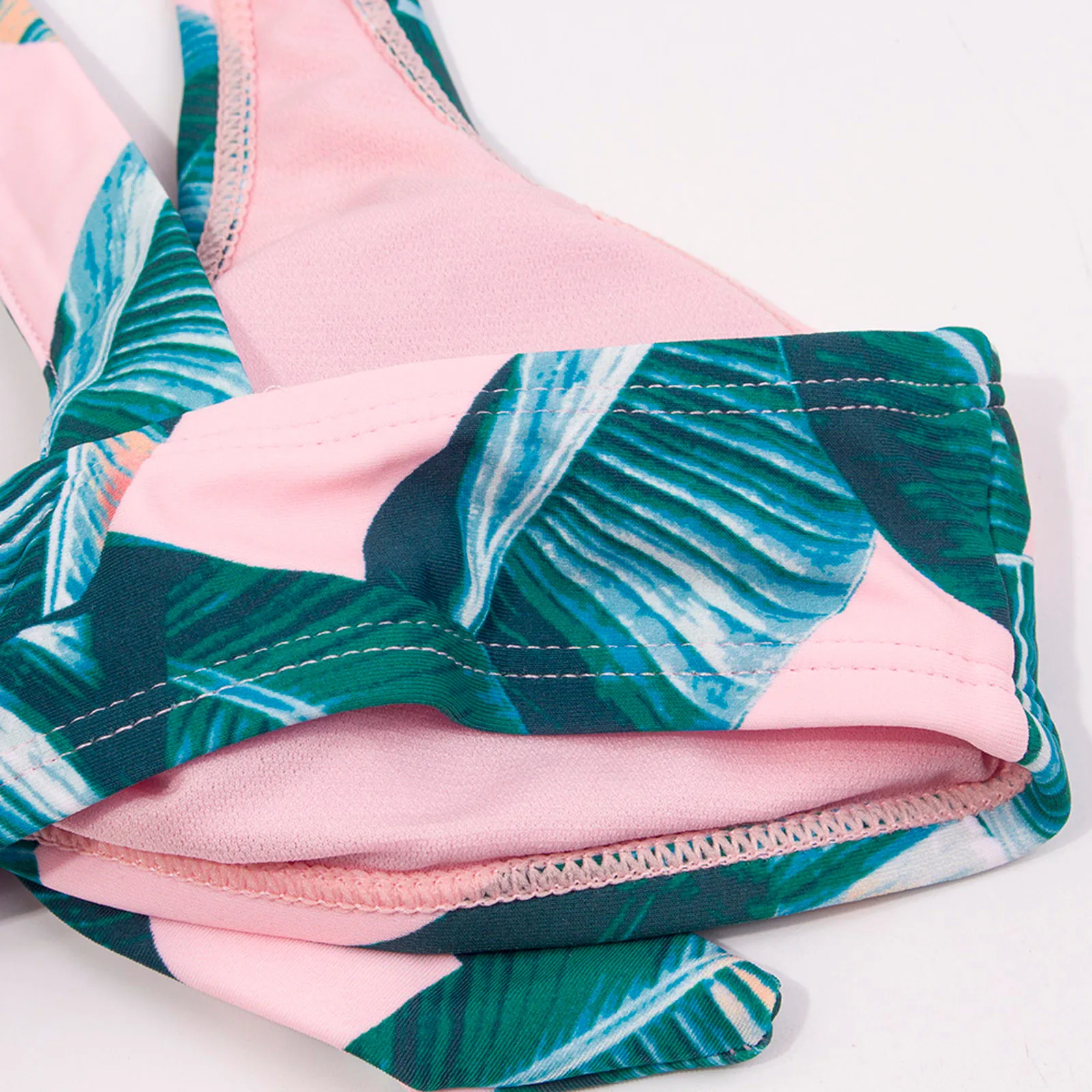

Toddler Girls Kids Swimsuit Tropical Leaves Print Beach Cross Bandage Split Suit traje de bao nia