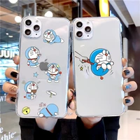 cartoon anime doraemon transparent phone case for iphone 7 8 plus 11 12 13 mini pro x xs max xr protective case