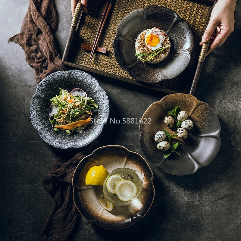 Креативная керамическая тарелка с цветком магнолии простая японская для