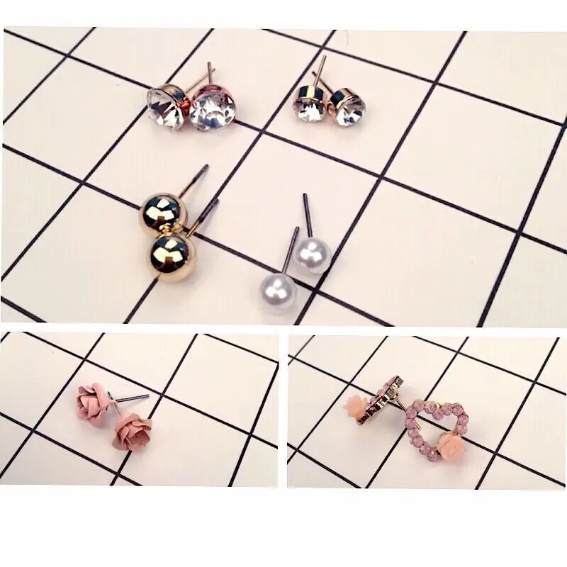 9 пар серьги для женщин модные ювелирные изделия смешанный цветок кристалл