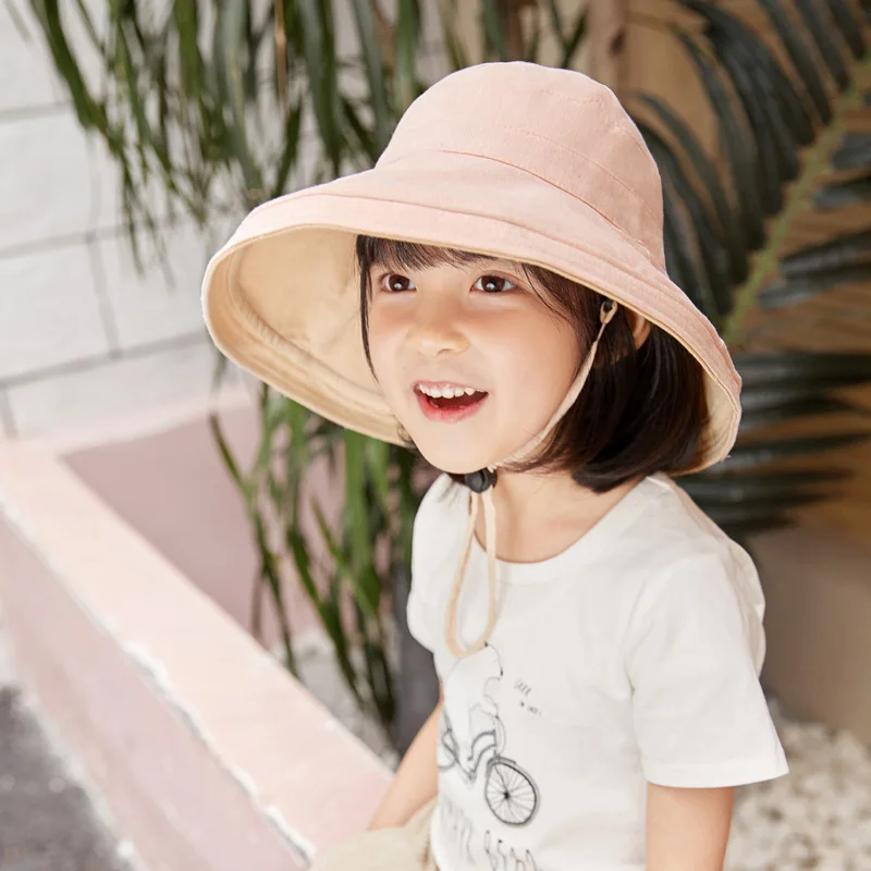 

Boys Girls Child Hat Bucket Hat Kids Outdoor Fisherman Cap Big Wide Brim Beach Cap Solid Spring Sun Protective Hat