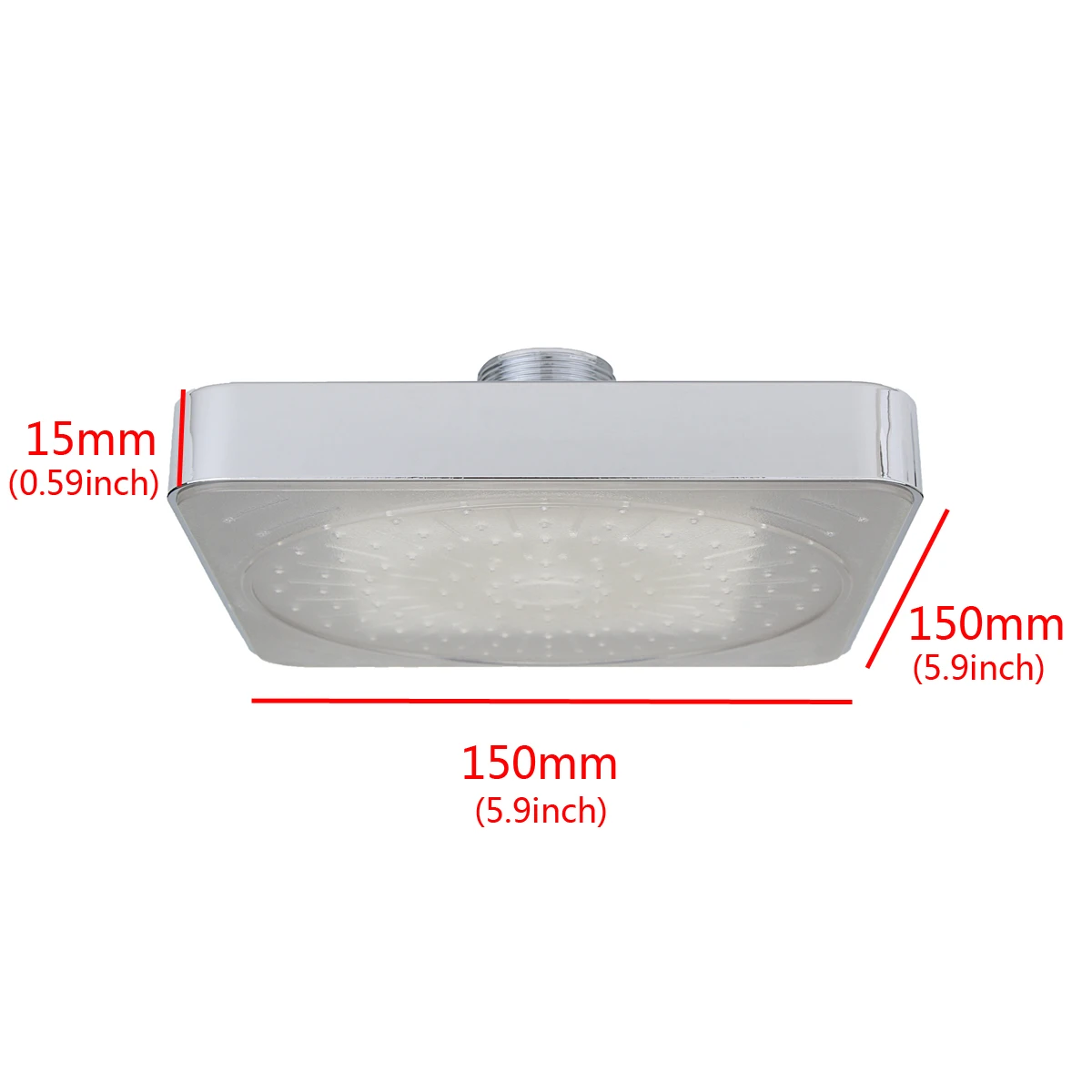 

6 Inch LED Light Square Rain Shower Head Stainless Steel 3 Color Changing Temperature Control Bathroom Showerhead