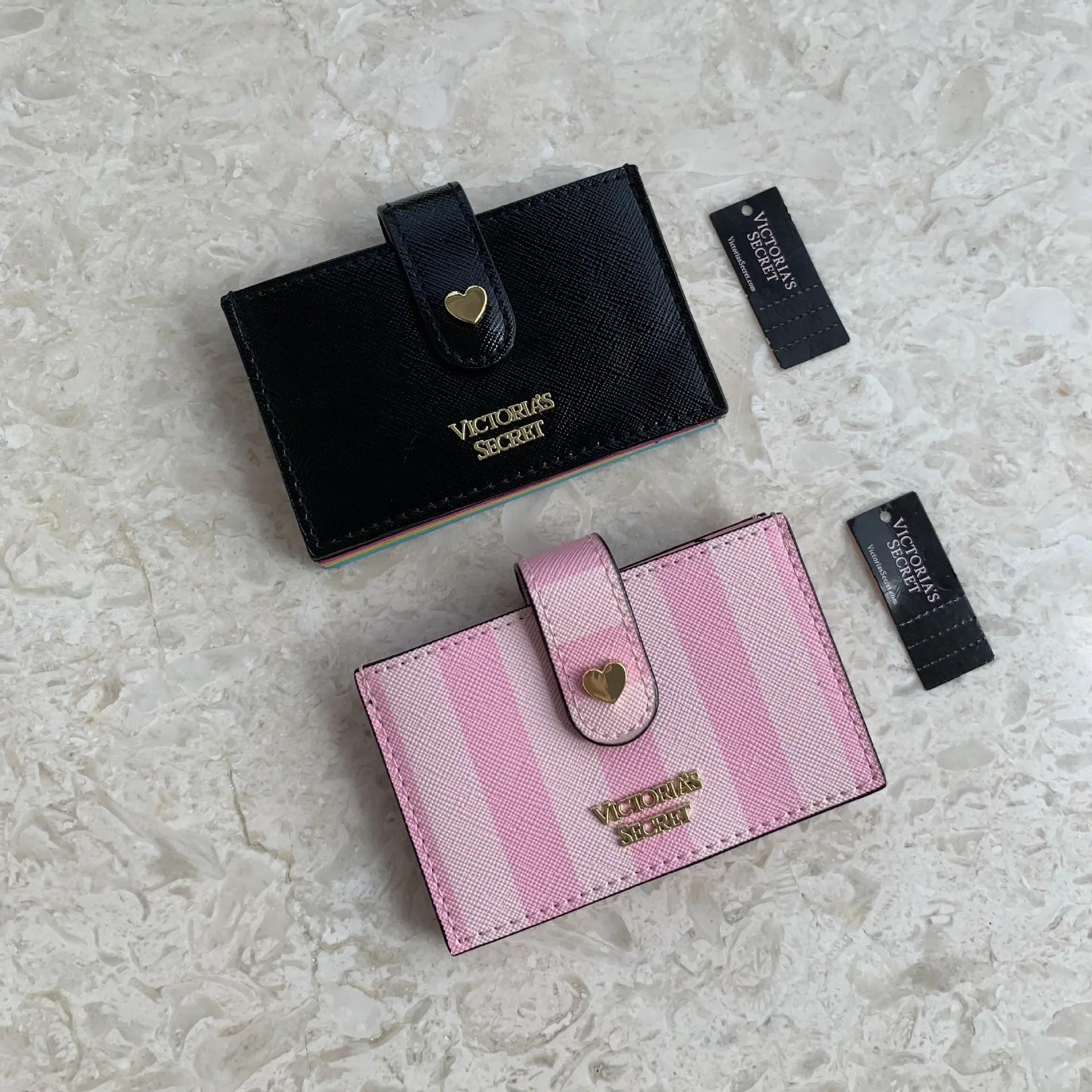 

VS Accordion Card Wallet Case Organiser ID Holder Pink Strip Bag Coin Purse