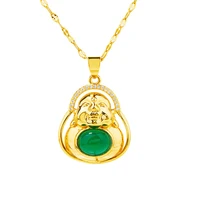 indian buddha pendant 24k gold link chain necklaces for women men micro inlay crystal iced out rapper lucky buddhism jewelry
