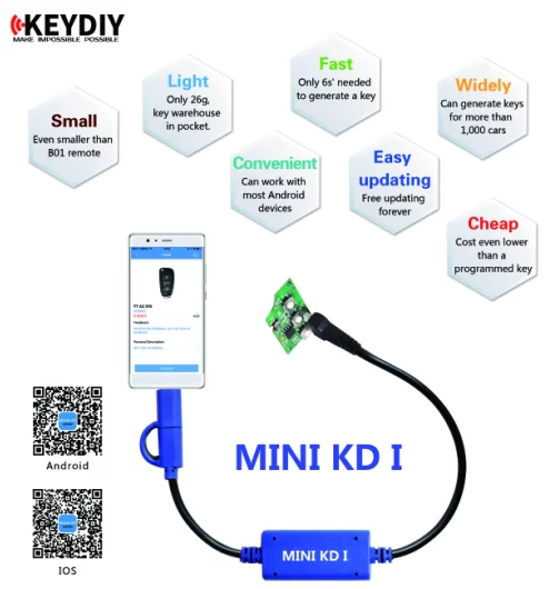 Генератор дистанционного управления Keydiy Mini KD для систем Android и IOS |