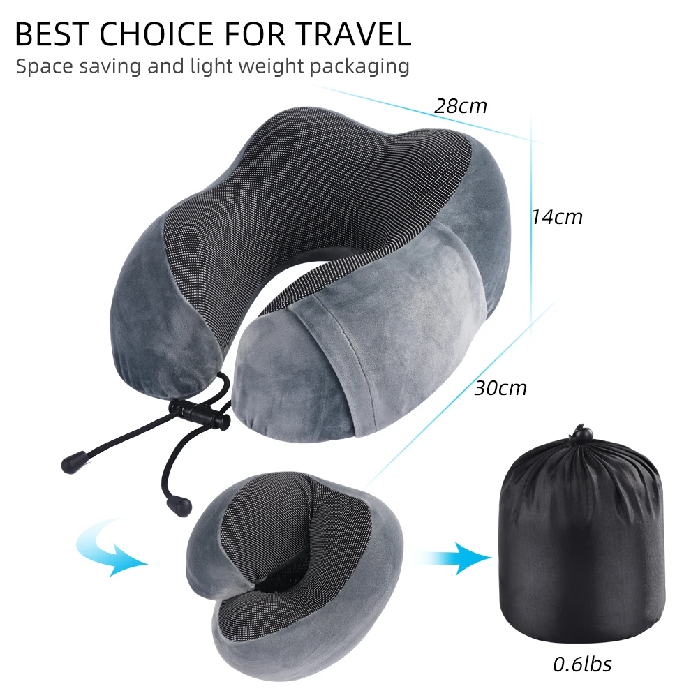 1pc U-Shape Memory Foam Neck Pillow Massage Travel Airplane Kit with 3D Eye Masks Earplugs Luxury Bag | Дом и сад