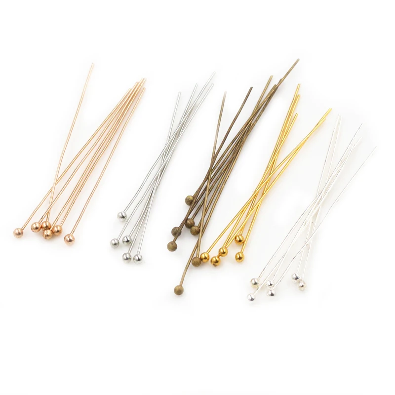 

20 30 40 50mm Metal Gold Silver Color Ball Head Pins Needles For Jewelry Findings Making DIY Handmade Supplies 200pcs