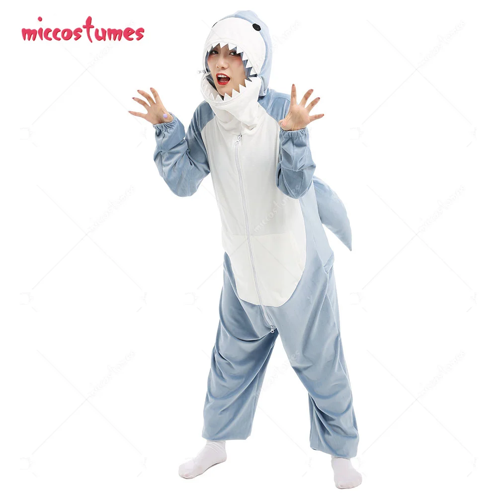 

Women Cartoon Animal Adult Pajama Kigurumi Outfits Onesie One Piece Great White Shark Animal Cosplay halloween Costume