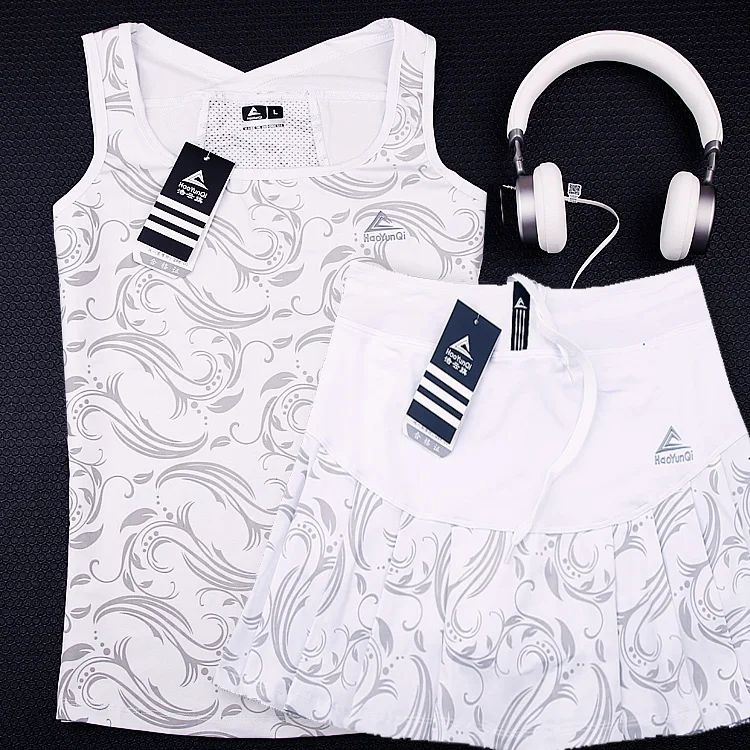 High Qaulity Tennis Skorts with Safety Short For Girls , Women's Badminton Skirts Vest, Female High Elastic Waist Stretch Skirt