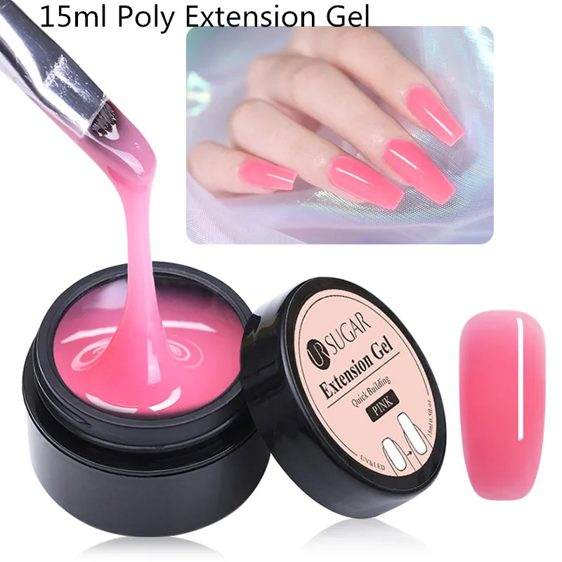 15ml Pink Ur Sugar, 7,5 мл, быстрое удлинение, гель, голографический блеск, акриловый полиуф-гель, для строительства пальцев, прозрачный, замочить, УФ гель для ногтей - Цвет: 15ml Pink