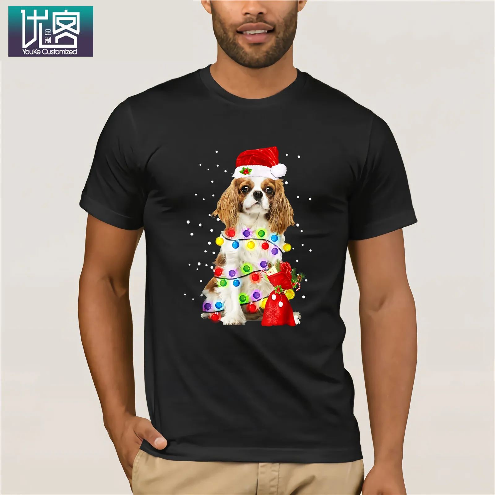 Кавалер король Шарль спаниель Рождественская футболка потрясающие Уникальные