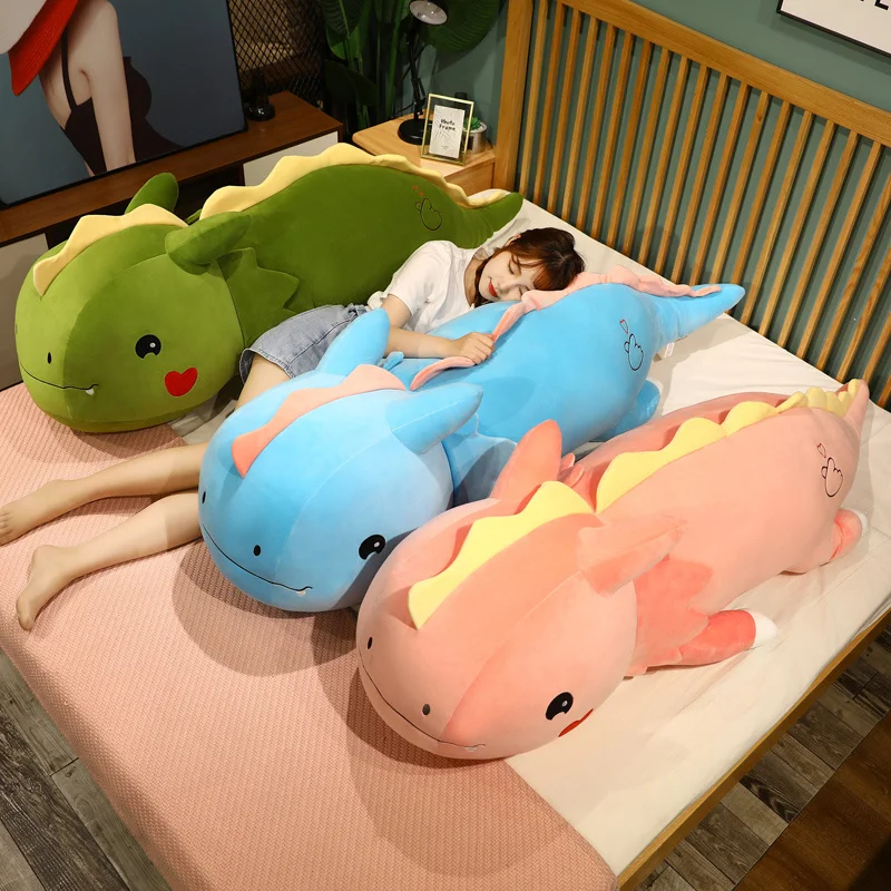 Peluche de dinosaurio gigante para niños, muñeco de peluche suave de dibujos animados, almohada para dormir para novia, regalo de cumpleaños, 80/120cm, 1 ud.
