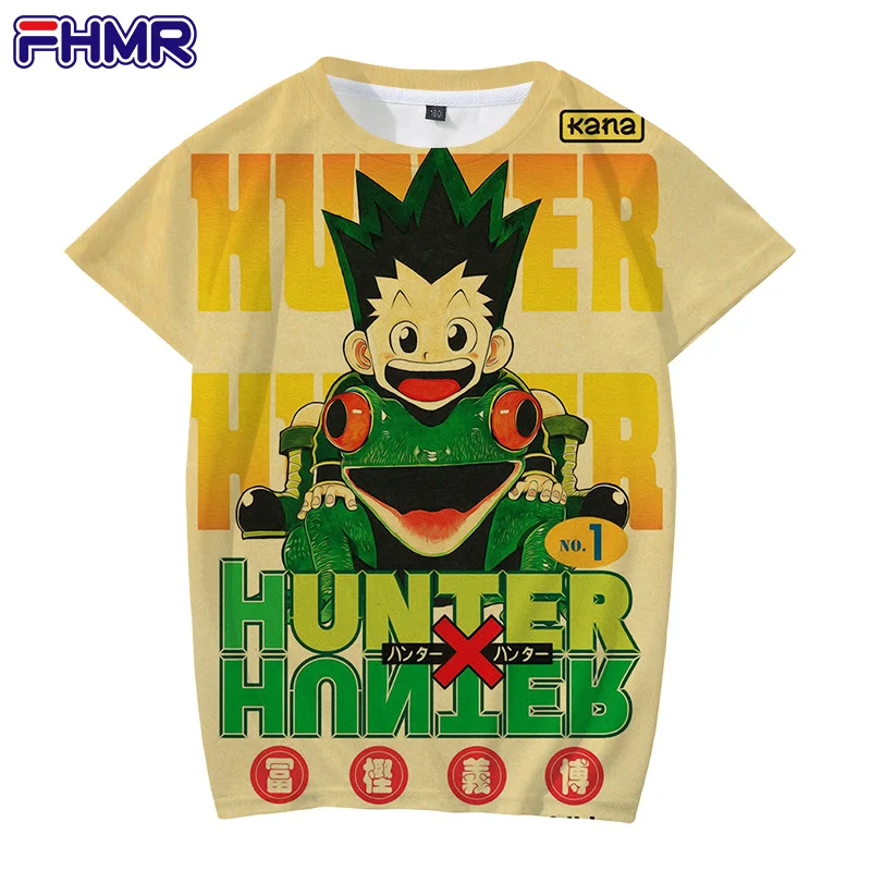 

Летняя футболка оверсайз Hunter X Hunter для мальчиков и девочек 6-19 лет, модная трендовая аниме футболка с коротким рукавом и круглым вырезом и 3D-п...